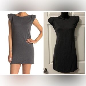 Susina Gray Sheath Mini Dress with Puff Sleeves